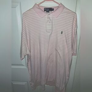 Pink and white Ralph Lauren polo shirt XL